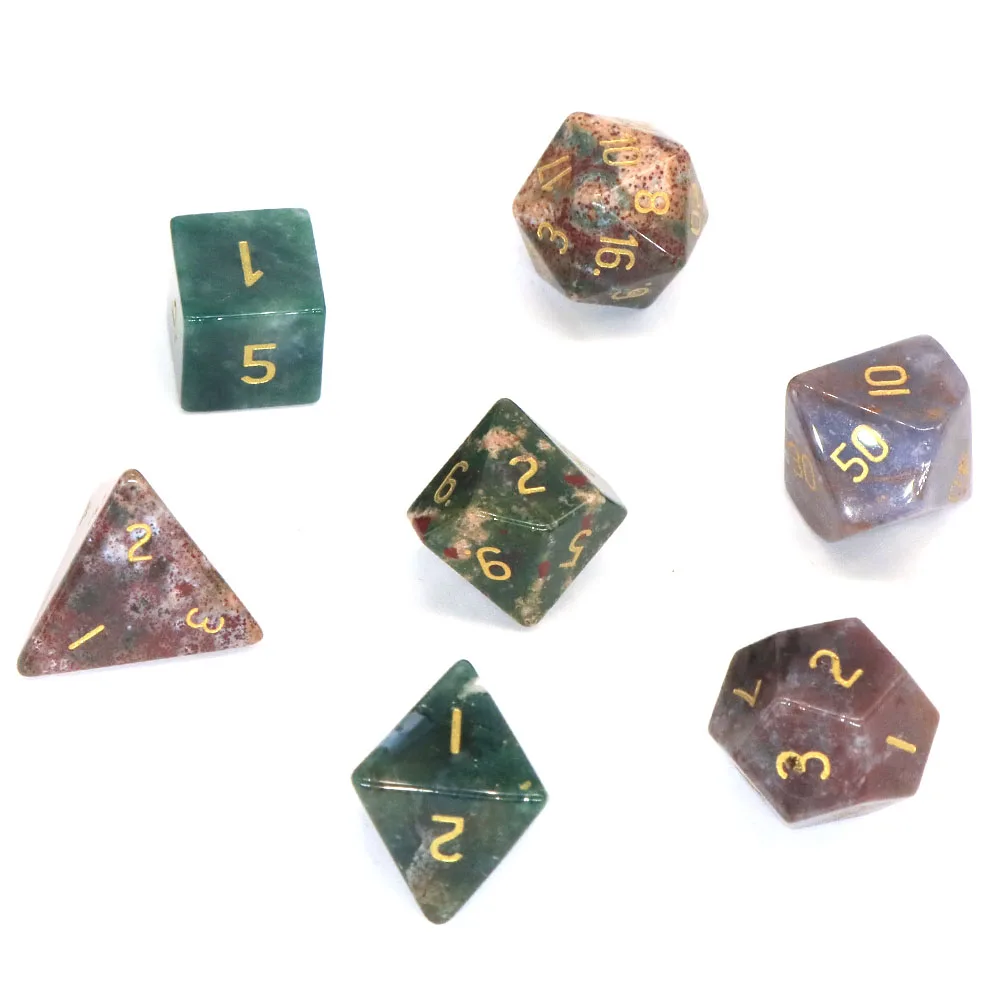 7Pcs/Set Polyhedral RPG DND Dice Role Playing D6 D20 Board Table Games Math Natural Stone Crystal Entertainment Accessories Gift