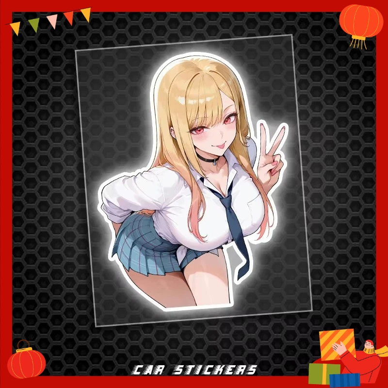 Waterproof Japanese JK Anime Girl Vinyl Sticker Itasha Decal Scratch Cover for Car Body Panel Motorbike Helmet
