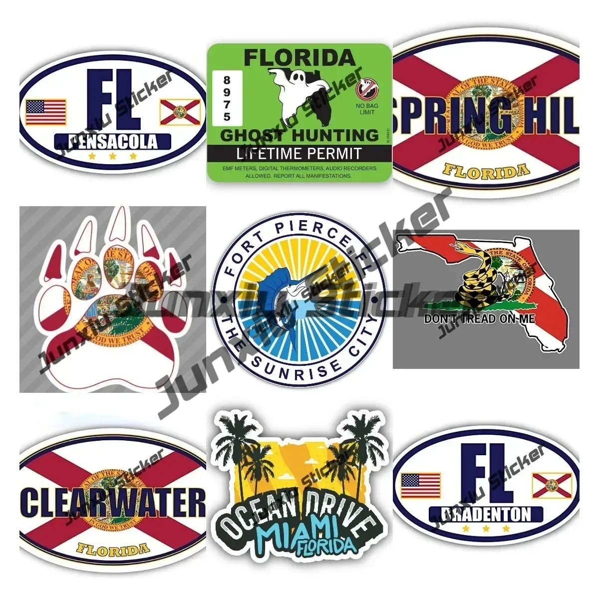 

Florida State Paw Print Sticker Florida State Miami City Florida USA State Map Travel Vinyl Decal Accessories for Car SUV Laptop