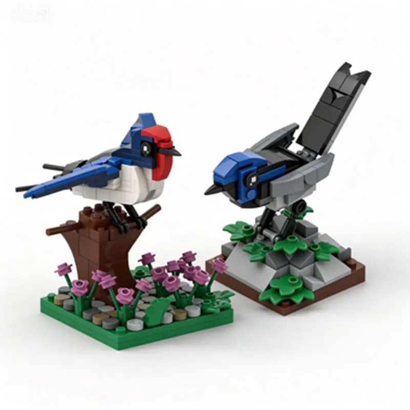 

MOC Creative Animals and Birds Swallow and Blue Wren Small Particle Building Block Set (186pcs, 76pcs)