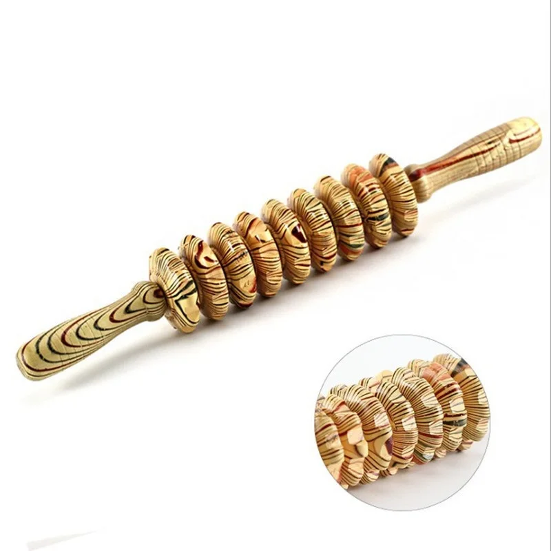 New Massage Stick Muscle Massage Roller Wood Baton Reflexology Wood Therapy Gua Sha Body Massage Tool AMB01