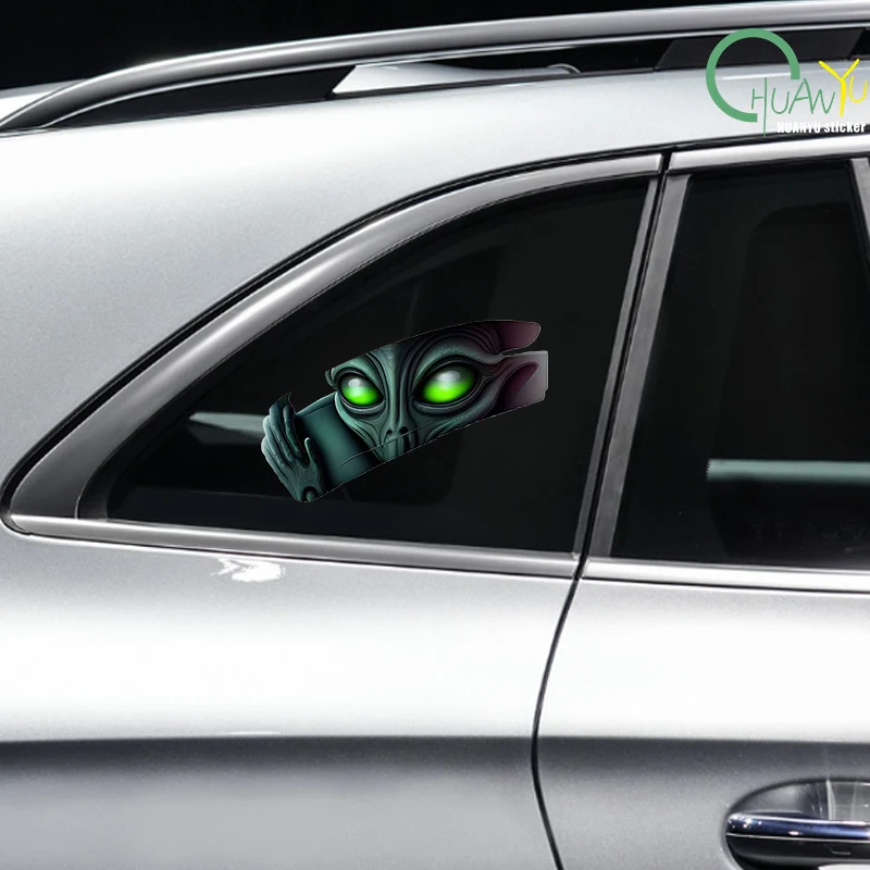 3D Effect Alien Car Stickers Auto Window Bumper Waterproof Rear Windshield Vinyl Decal Halloween Funny Decor Vehicle Accessories