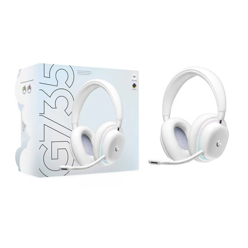 Bluetooth gaming headset microphone fog white