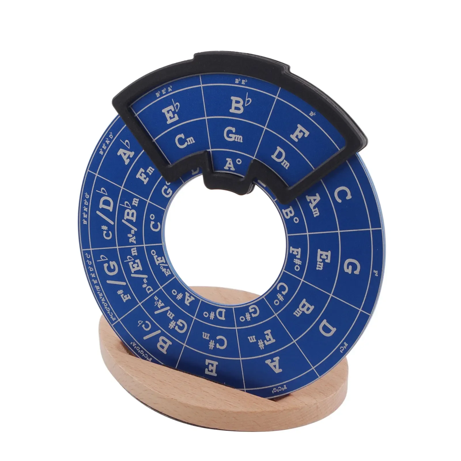 Draagbare muziektheorisieschijf met draagtas - Circle of Fifths Metal Tool met houten basis, akkoordtoonreferentie voor alle instrumenten