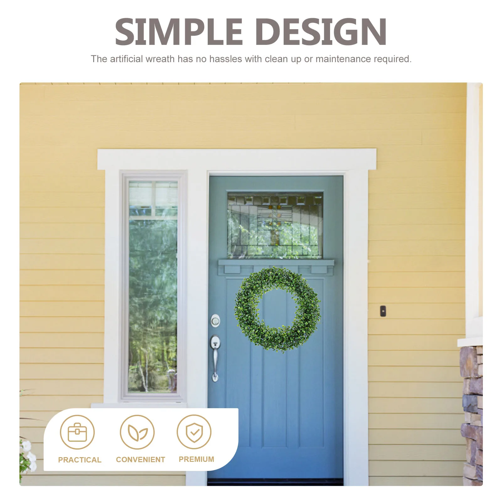 

Premium Simulated Wreath 24 Inch Artificial Green Leaf Floral Decoration Hanging Door Welcome Wreath for Spring Party Home