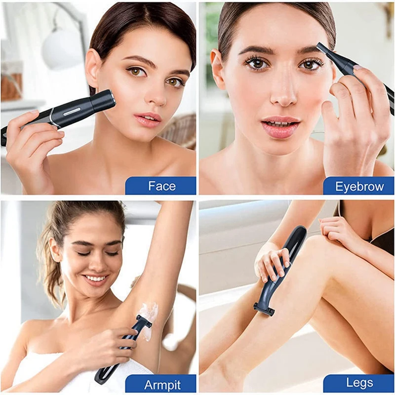 ABXH 제모기 전기 눈썹 트리머 4-IN-1 충전식 ABS 여성 바디 페이셜 제모 미니 무통 면도기 면도기