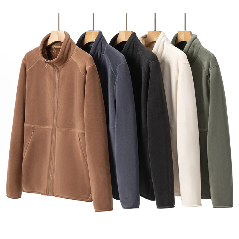 

Men's Thiened Seal Velvet Windproof Jaet Collar Coat Two-Way Wear Static Dissipation Cold Resistance Pure Color Casual Sle