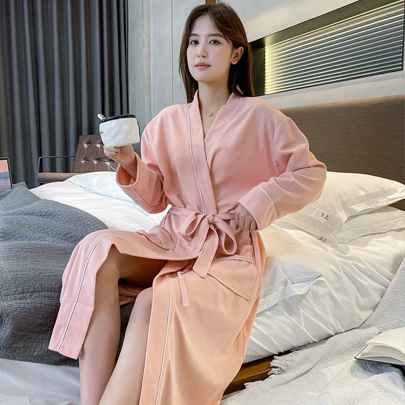 Night Dress Women Spring and Summer Couple Pajamas Robe Simple Bathrobe Sexy Hotel Style Bathrobe Pajamas Sweat Suit Robes