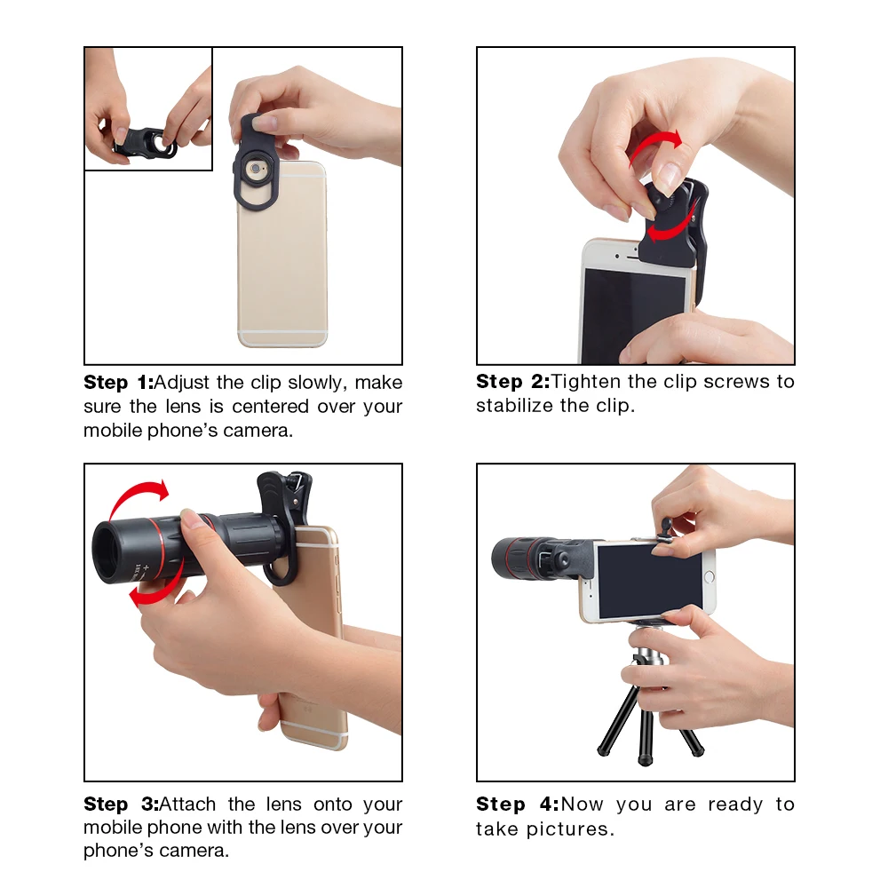 APEXEL-lente Monocular con Zoom para teléfono móvil, lente teleobjetivo con trípode para acampar, turismo, telescopio portátil, Mini telescopio,