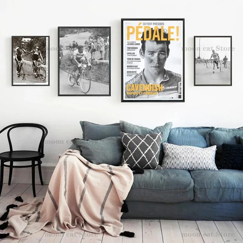 France Cycling Race Poster Black White Vintage Photography Frederico Bahomontes Canvas Painting Bike Wall Pictures Home Decor