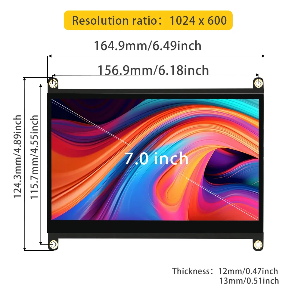 LESOWN Módulo de Pantalla 7 inch HDTV Panel with P+G Touch for PC Case Monitoring Display Module