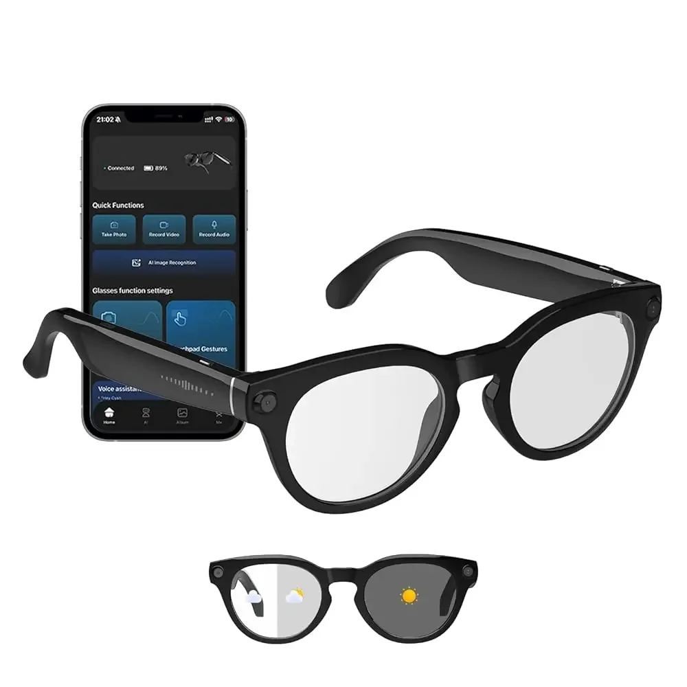 

Ailexpress-Free Shipping-AI Smart Glasses with Camera, 8MP HD Video Recording Glasses with AI Assistant, Hands-Free Wearable Tec