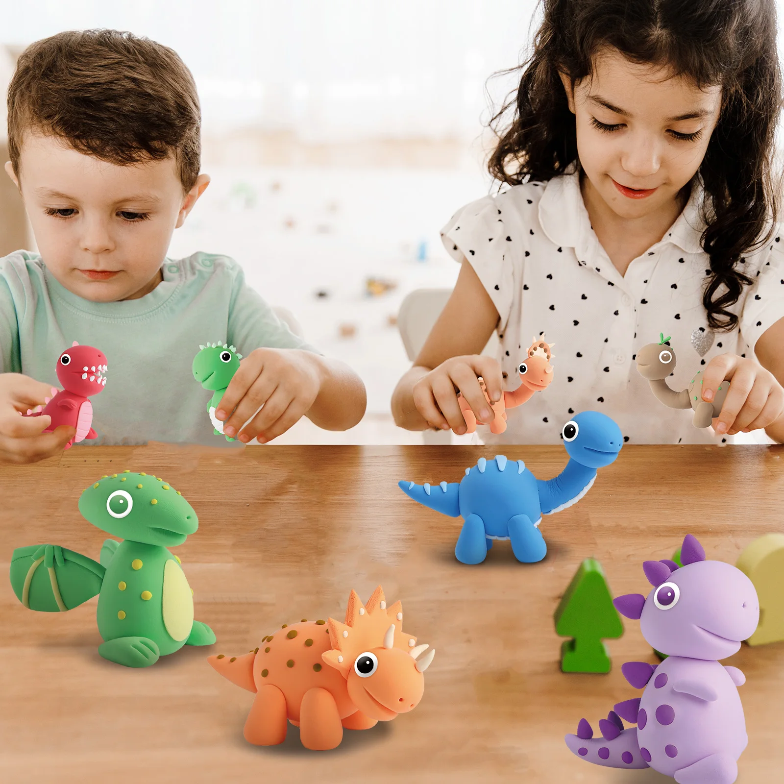 Kit d'argile sèche à l'air sur le thème des animaux pour enfants – Argile à modeler douce et super légère avec outils, kit cadeau créatif pour filles et garçons