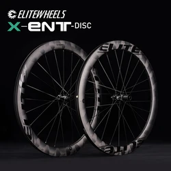 ELITEWHEELS Novo produto Rodas de freio a disco de estrada de carbono ENT X WEAVE Acabamento Aro Center Lock / 6-blot Lock Road Cycling