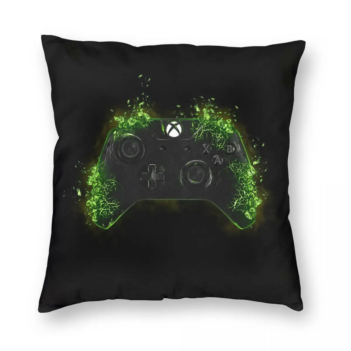 

Xbox Controller Shattered Green Square Pillowcase Polyester Linen Velvet Creative Zip Decor Pillow Case Room Cushion Case