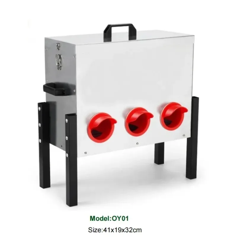 

6-Port Rainproof Large Feeder Box 40 Lb Capacity Automatic No-Waste Poultry Feeder with Locking Lid for Chicken Ducks Geese