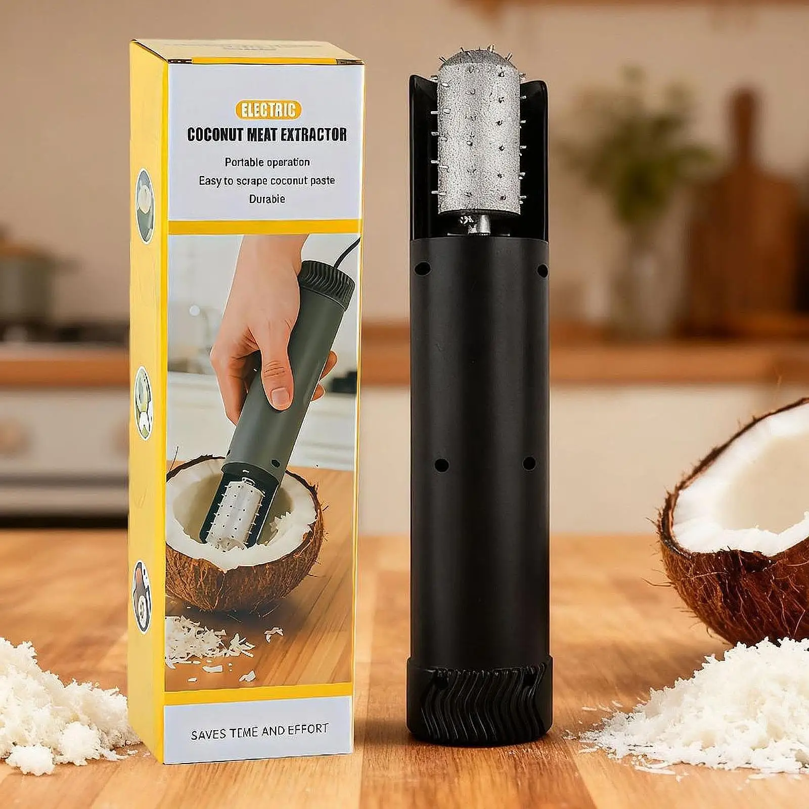Electric Coconut Grater EU Plug 220V Compact Handheld Coconut Scraper Accessory for Kitchens Cafes and Catering
