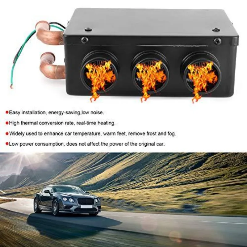 Car Heater Outdoor 12V/24V Cold and Warm Three-hole Fast Heating Heater Winter Truck Defrosting Large Fan High-power Heater