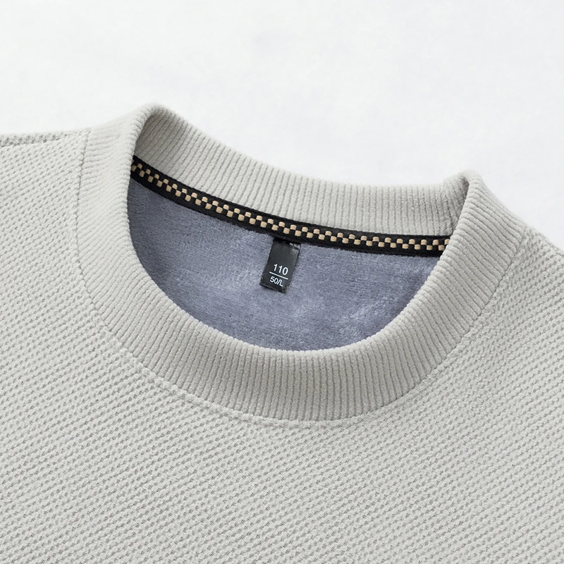 Herren-Pullover mit Rundhalsausschnitt, langen Ärmeln, Waffelstruktur, Fleece-Futter, warm, für den Winter, lässig, dick, für den täglichen Gebrauch, Oberteil – Detail 21