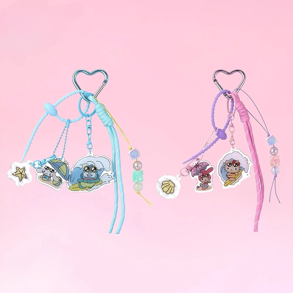 

Sanrio summer black leather braided rope fashion pendant cartoon cute girl bag pendant hello kitty my melody cinnamoroll