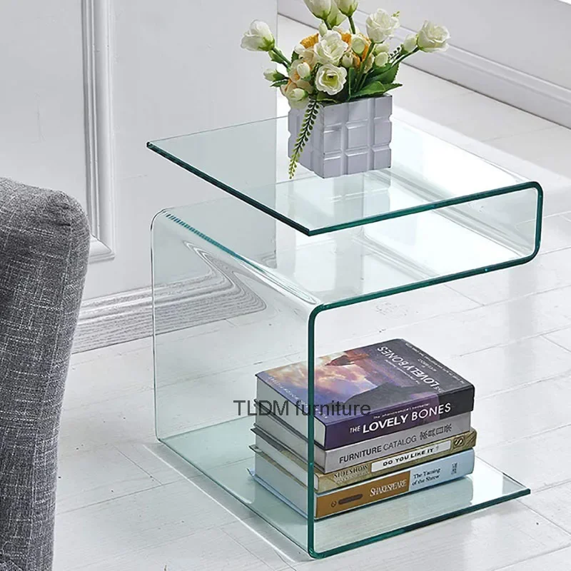 Acrylic Console Table G-shaped End Tables Modern Design Living Room Furniture Clear Acrylic Nightstand Side Table Transparent