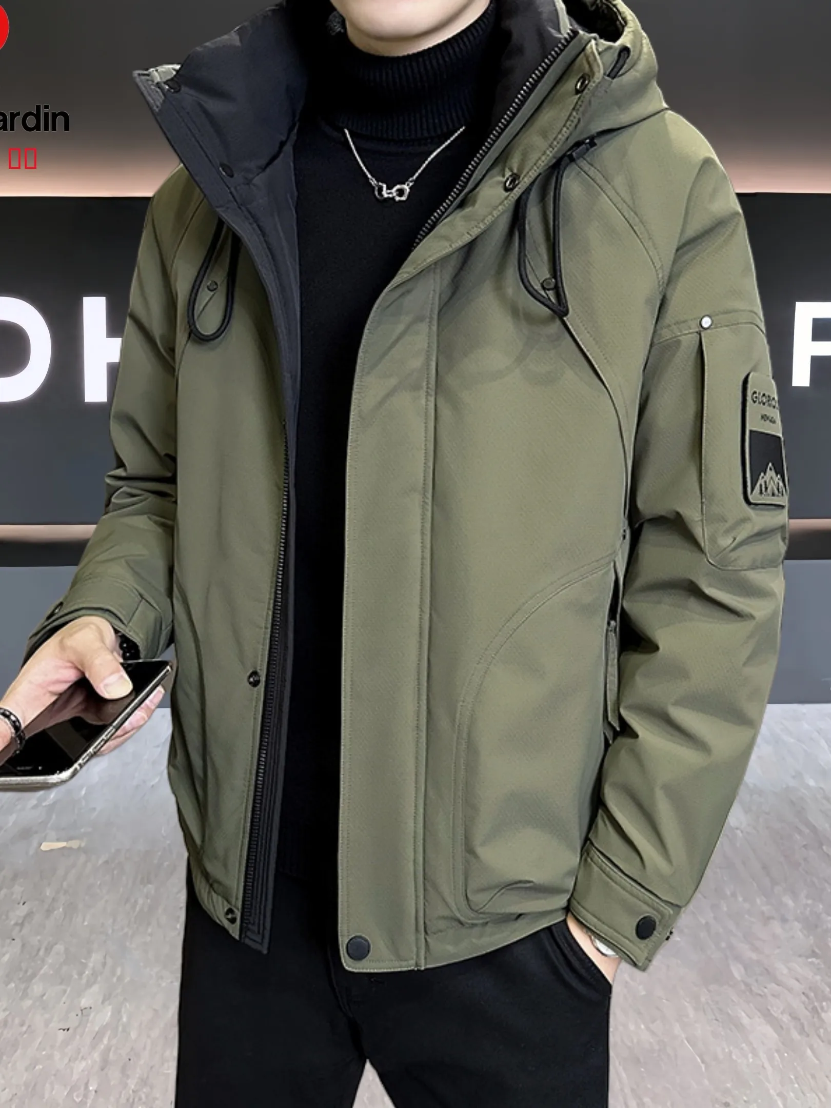 

Pierre Cardin Men's Thiened Winter down Jaet Casual Warm White Du down Filled Workwear Coat Windproof 3D Design Polyest...