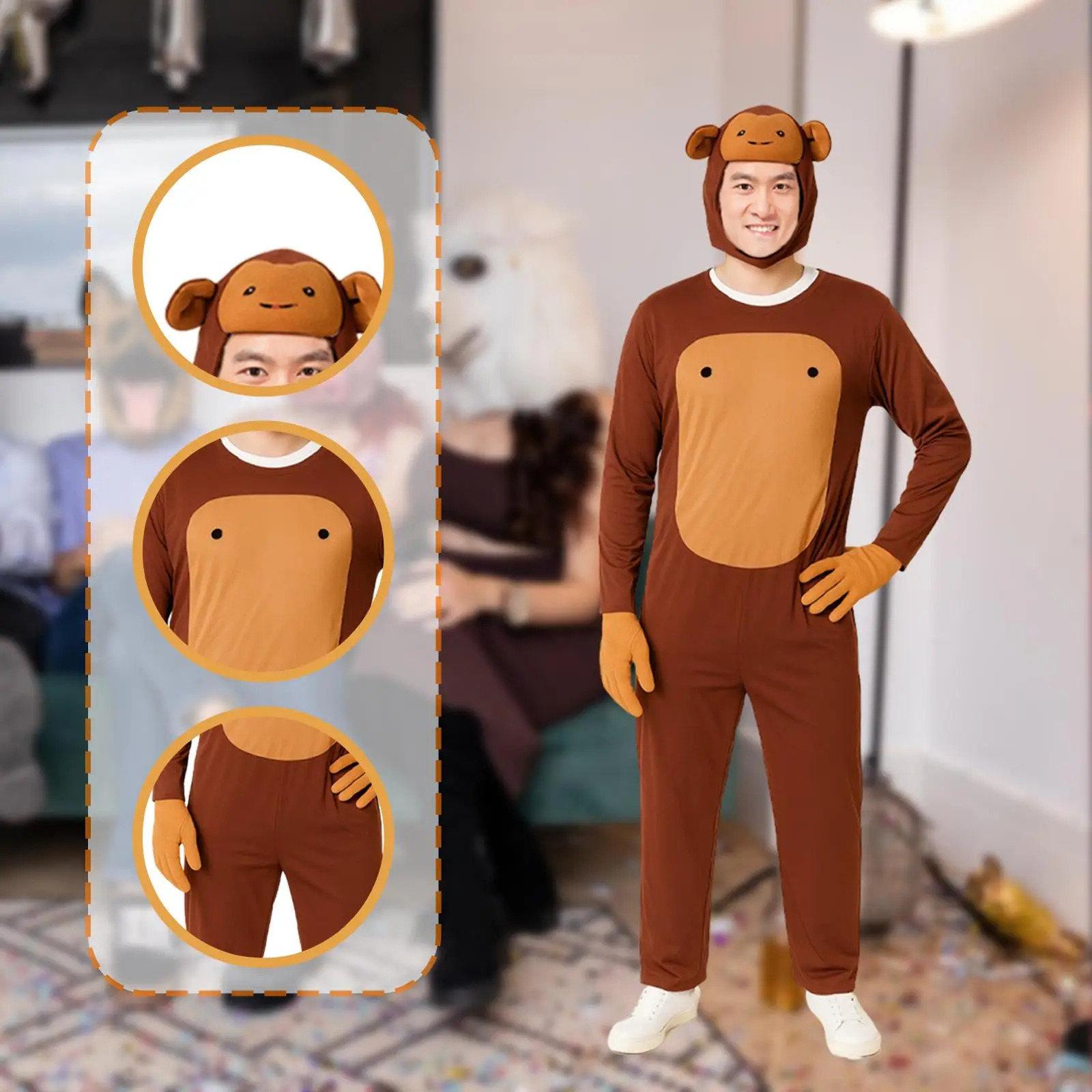 

Halloween Monkey Costume Reusable Dress up for Themed Party Role Play Holiday