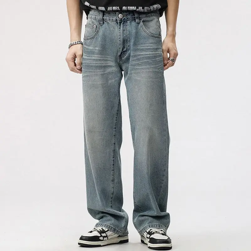 

2025 Spring/Summer New Product American Design Loose Straight leg Jeans Men's Retro Washed Pants Men Clothing Cargo Jeans