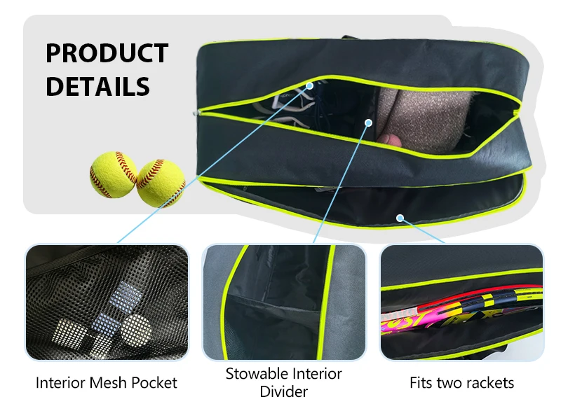 3-6 Stück Tennis-Rucksack mit Großer Kapazität, Tennisschläger-Tasche, Badminton-Sporttasche, Squash-Schlägertasche mit Separatem Schuhfach – Detail 5