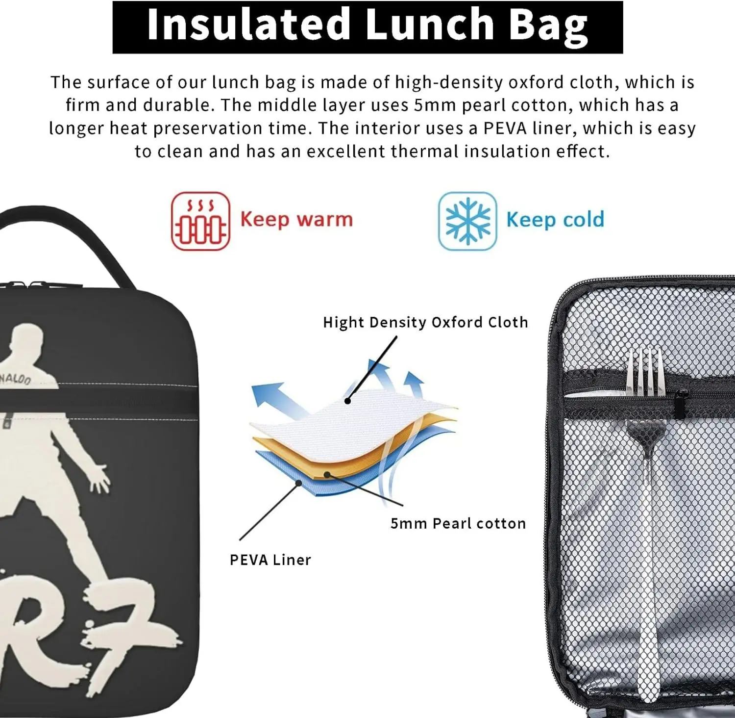 Lunch Box Insulated Soccer #7 Lunch Bag Waterproof Cooler Bag Reusable Packs Meal Bag For Adult Handbag Office Work Picnic Gifts