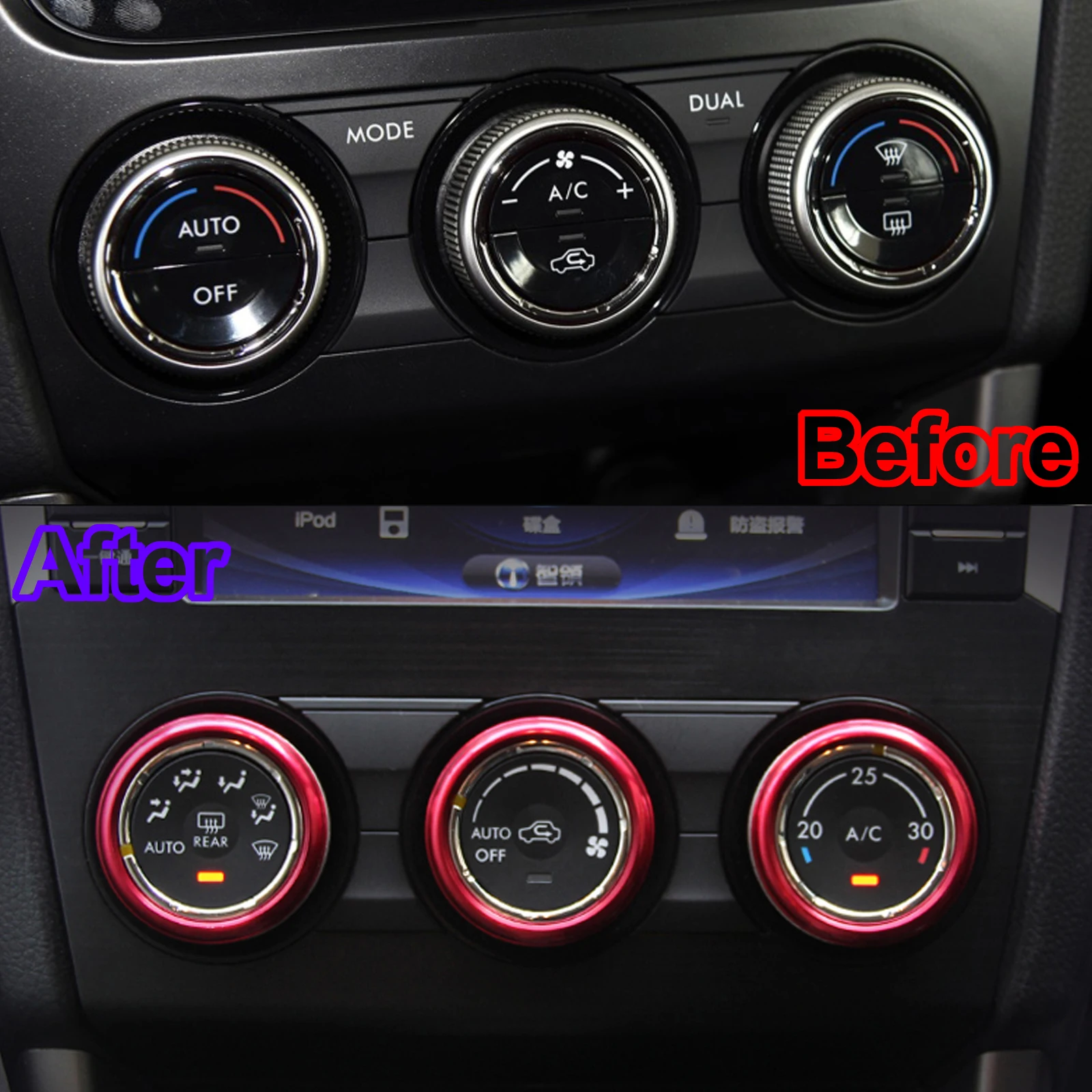 AC Knob Ring Adjustment Knob Cover For Subaru XV Crosstrek Forester Impreza Wagon Levorg WRX STI Climate Control Red Blue Heater