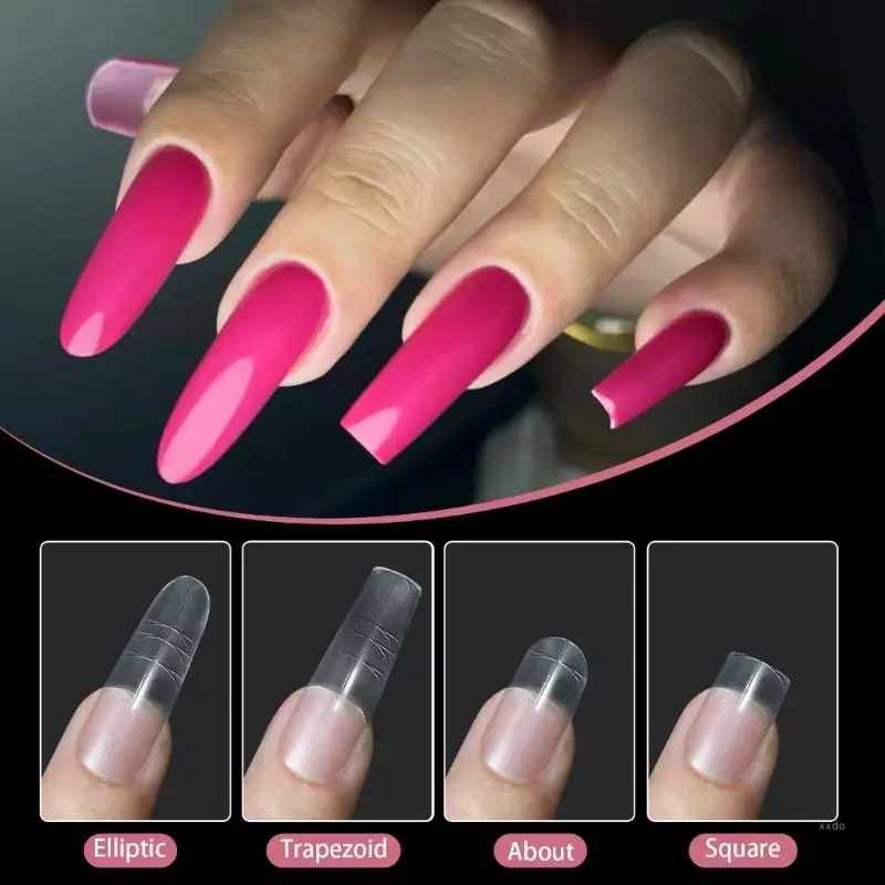 Clear Extensions for Women Professional Long Transparent Acrylic Tips with Measuring Scale Full Cover False