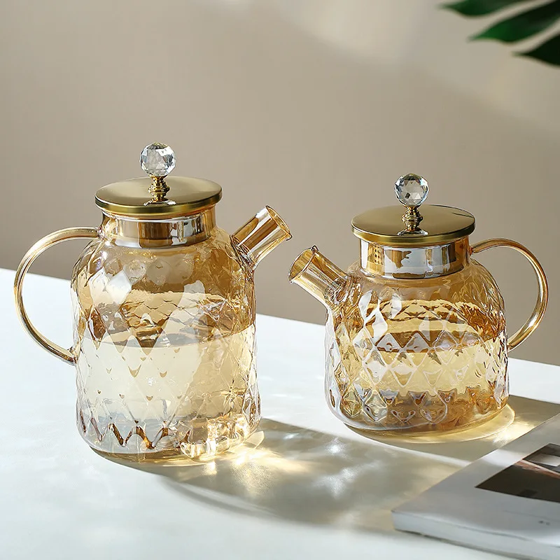 Teapots Tea Pot Amber Glass Heat-resisting Tureen Coffeeware Teaware Accessories Kungfu Tea Set Ceremony Infuser Mug Kettle Puer