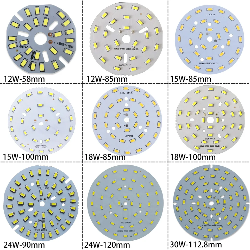 Jasność SMD5730 Tablica świetlna 3W 5W 7W 9W 12W 15W 18W 24W 30W 36W Panel lampy PCB z diodą LED do lampy sufitowej DIY Żarówka LED