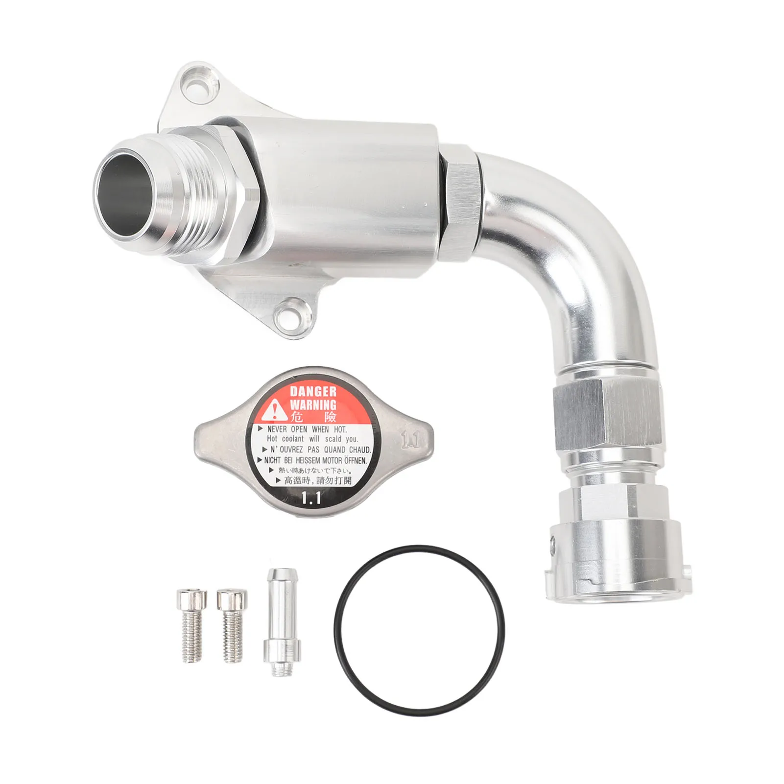 

Upper Coolant Housing Filler Neck 16AN Connector Radiator Coolant Filler Neck with 1.1 Bar Radiator Cap for B16 B18C5 Type