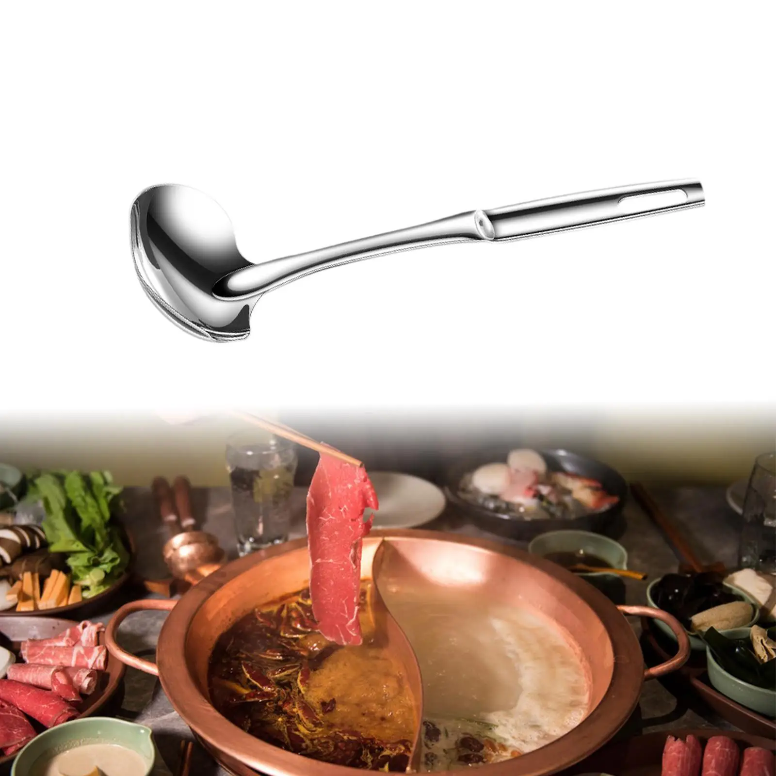 

Stainless Steel Soup Spoon Thickened Soup Spoon Multifunctional Serving Spoon Cooking Ladle for Travel Spaghetti Soup Buffet