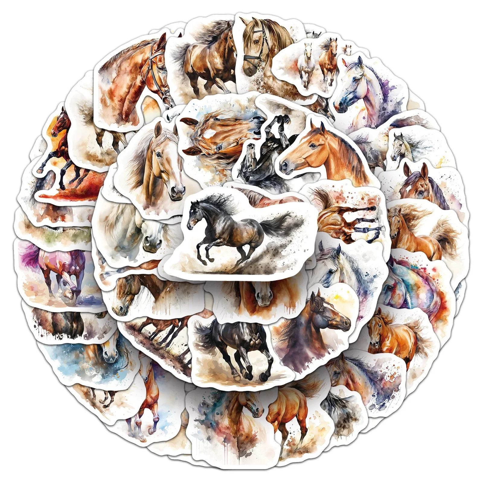 

10/50pcs Cute Watercolor Animal Horse Art Stickers Creative Aesthetic Graffiti Decals DIY Scrapbook Notebook Phone Sticker Toy