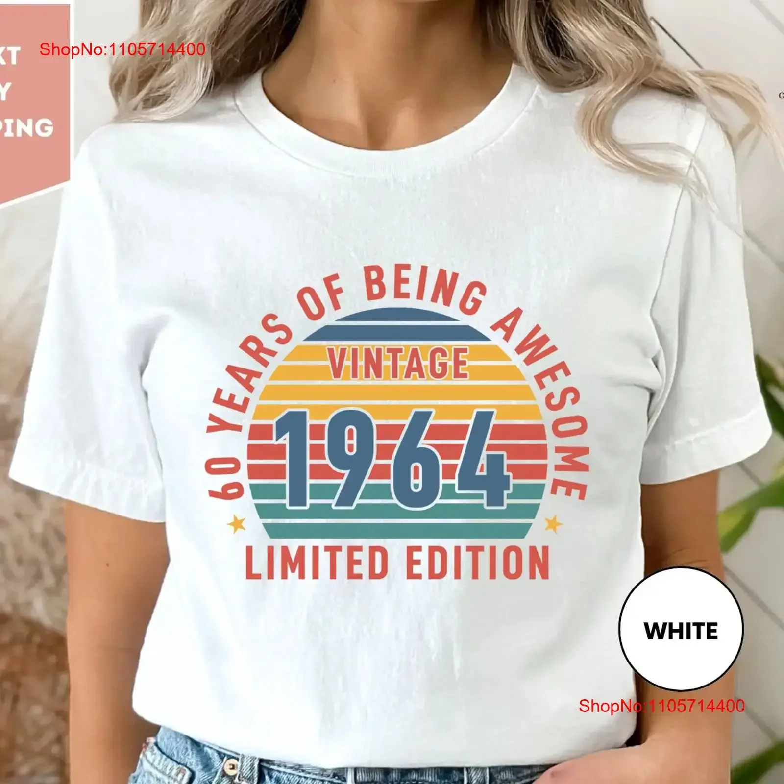 60 Years of Being Awesome Est 1964 Limited Edition T Shirt 60th Birthday Turning s for Men and 's vintage Washed homme graphic