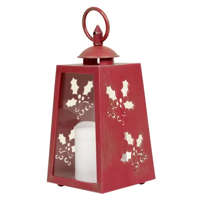 for  Christmas Candlestick Ornament LED Electronic Candle Portable Lantern Plastic Wind Light