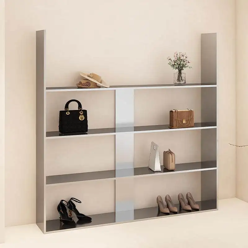 Clothing store hanging clothes and bags multi-layer shelves, shoe store shoe racks display racks, floor-to-ceiling stainless ste