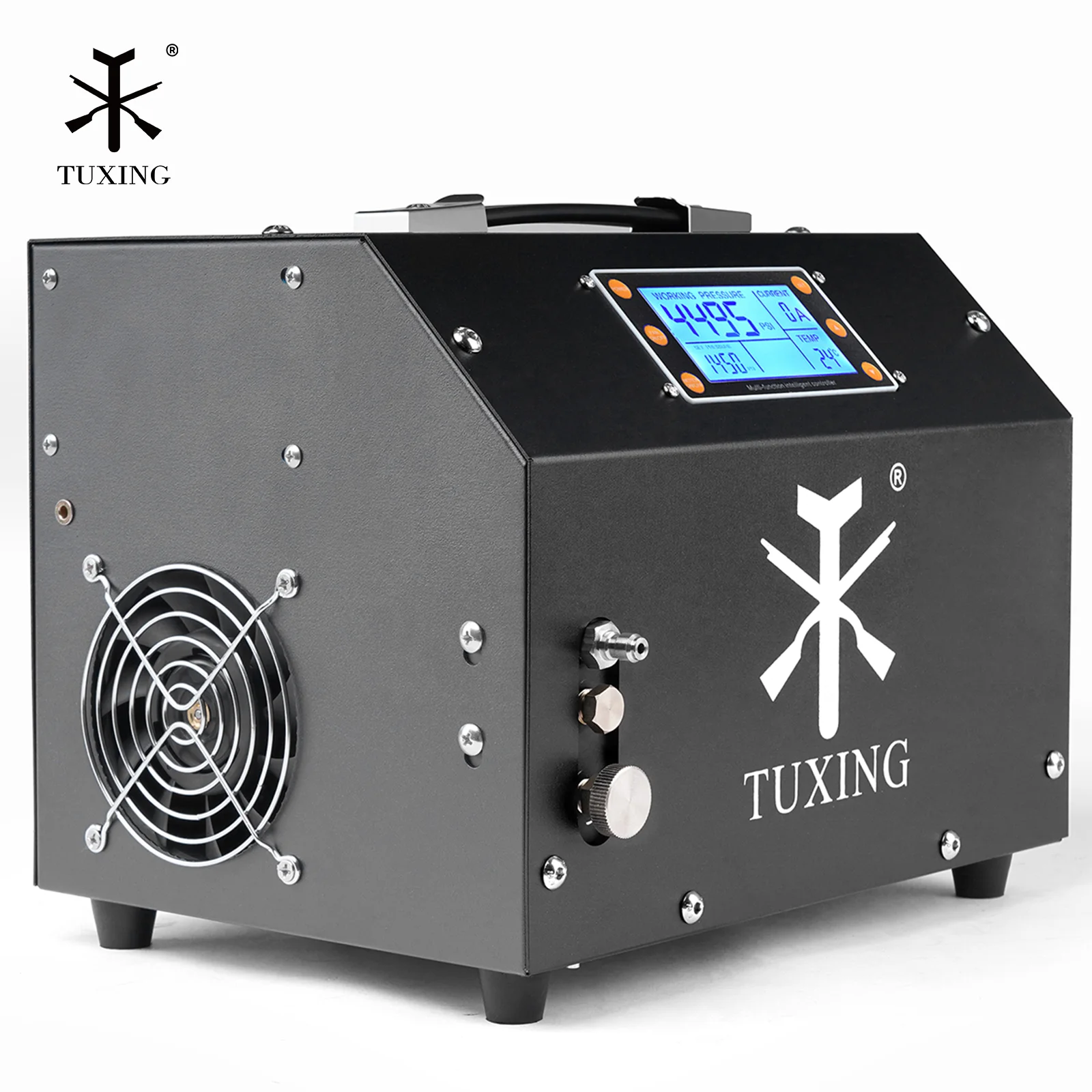 Hot Sell 4500Psi 300Bar 12V Auto Stop Oil-water Separator  LCD Digital Screen Built-in Converter Diving Air Compressor