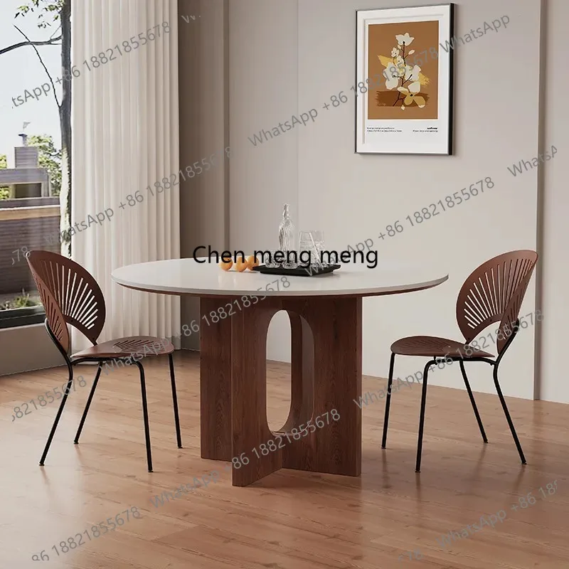 Household Medieval style round dining table modern minimalist design solid wood rock slab dining tables Dining Room Furniture
