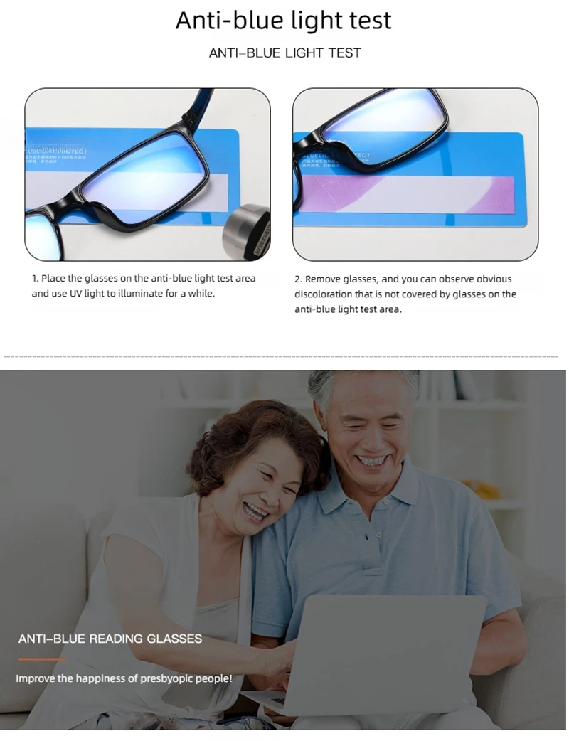 Klassische quadratische Lesebrille Männer Frauen Retro schwarze Presbyopie-Brille Anti-Blaulicht intelligente progressive Brille – Detail 11