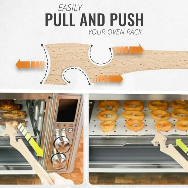 Estrattore per griglia del forno, gli accessori del forno sono realizzati in legno e lisci, il gancio per il forno ha una maggiore lunghezza della maniglia