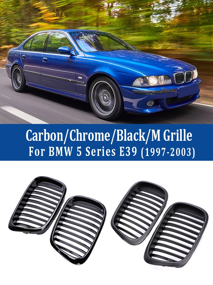 

Single Slat Front Kidney Bumper Black Grill Racing Facelift Grille For BMW 5 Series E39 1997-2003 525i 528i 530i Accessories