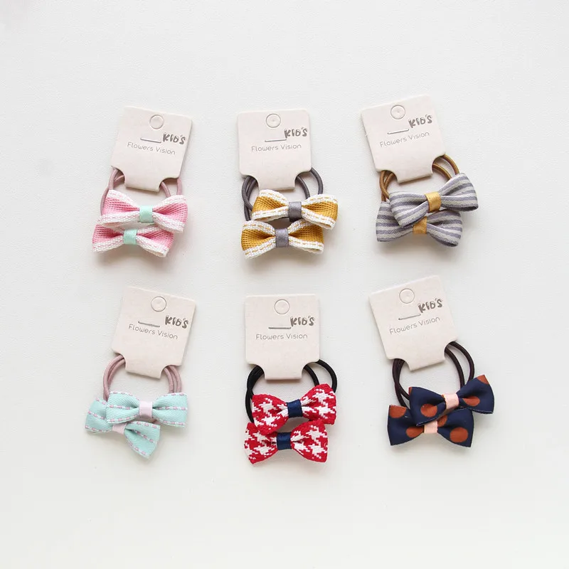 2pcs/lot Bow Hair Elastic Hair Bands for Girls Kids Hair Accessories Hoop Set Scrunchy Headband Rubber Band