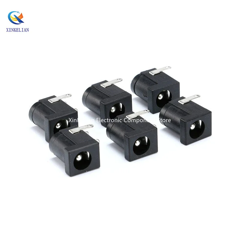 10-100Pcs/Lot DC-005 PCB Mount 5.5 x 2.1/2.5 mm Female DC Power Jack Plug Socket Connector DC005 Black 5.5*2.1/2.5MM