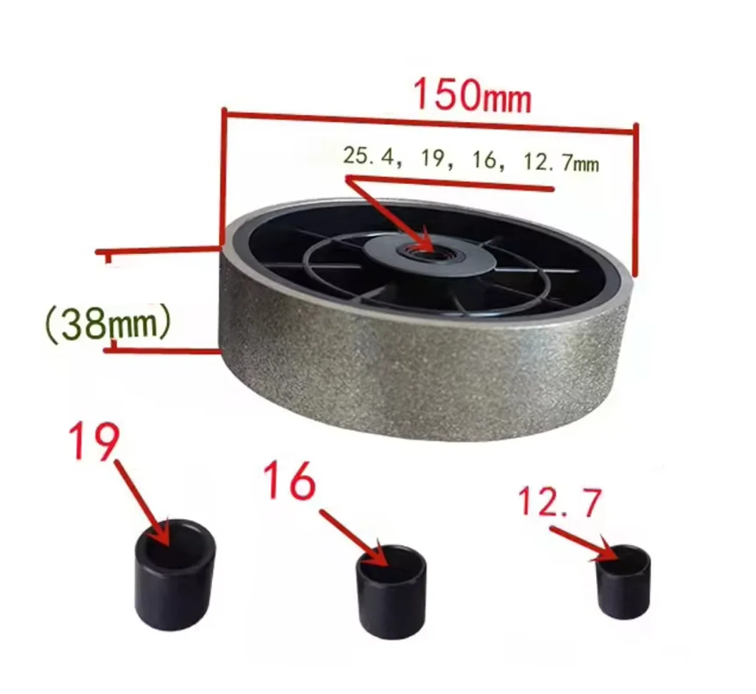6 inch Diamond Grinding Wheel 150 x 38 x 25.4 mm Hole with 3 pc Sleeve Reducer 19 to 16 to 12.7 Electroplated Alloy Polishing