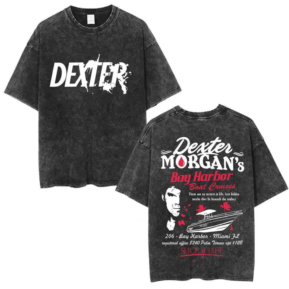 

Washed 90s Vintage TV Play Dexter Morgan Graphic T-shirt Men Women Casual Cotton Short Sleeve T Shirts Male Oversized T-shirts