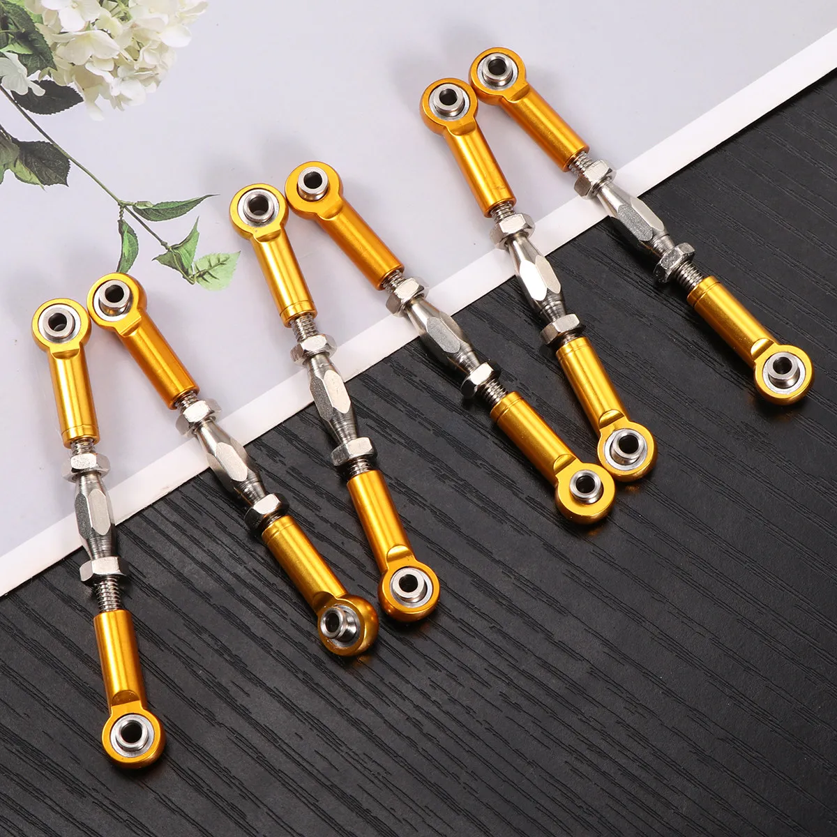 6Pcs Adjustable Aluminum Turnbuckle Rod Linkage 71Mm High Strength Cnc Rc Car Steering Car Rod Linkage